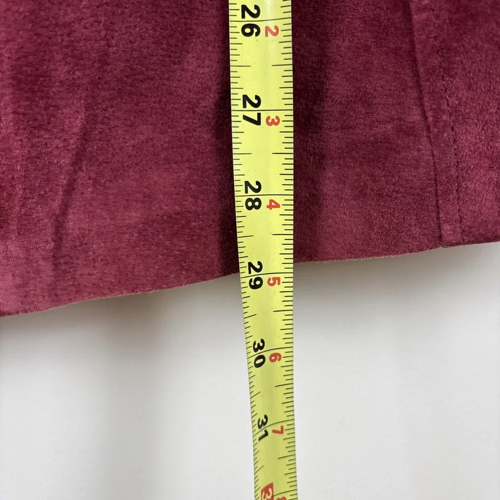 Dennis Basso Suede Vest Womens Sz 1X Plus Genuine Leather Wine Burgundy Full Zip